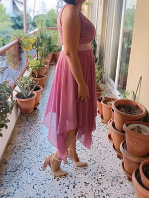 Shein purple dress with lace and V neckline like new
