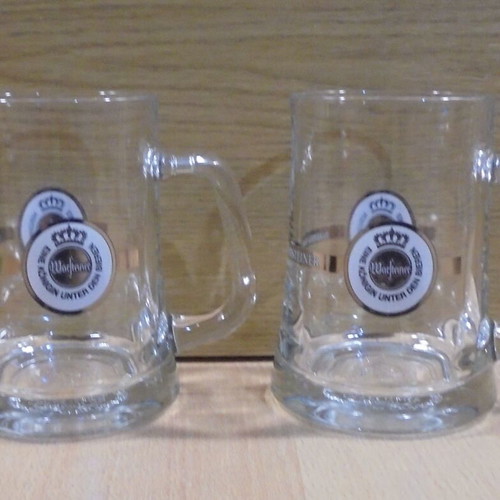 Warsteiner beer two promotional glass mugs 300ml like new