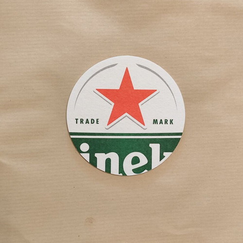 Heiniken brewery coaster new with 2 soda labels