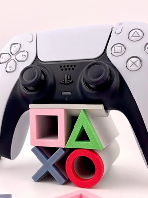 PS5 DualSense Controller Stand with PlayStation Shapes 3D Printed New