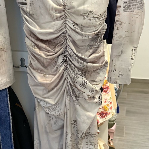 New white newspaper print bodycon maxi dress one size