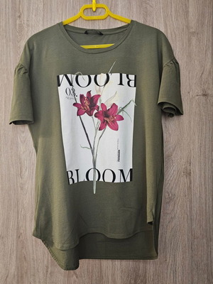 Stradivarius Green Short-Sleeve T-Shirt With Print Large New