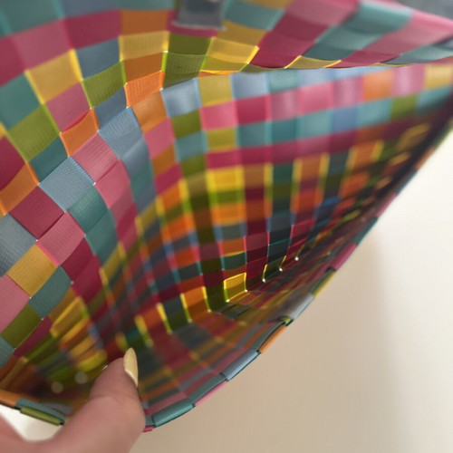 Handmade clutch bag with colorful woven technique, like new
