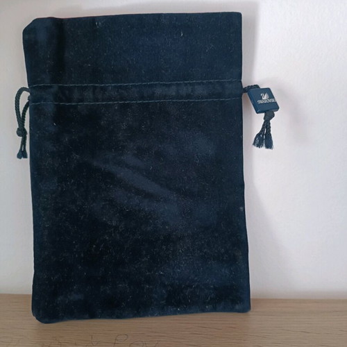Swarovski pouch used, blue velvet authentic