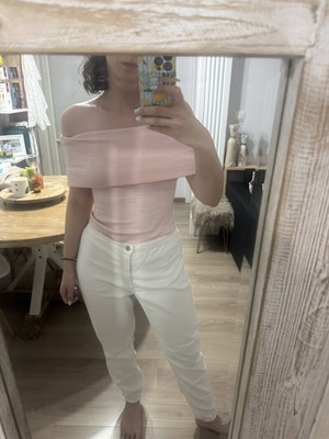 Zara off-shoulder top used, pink, size M