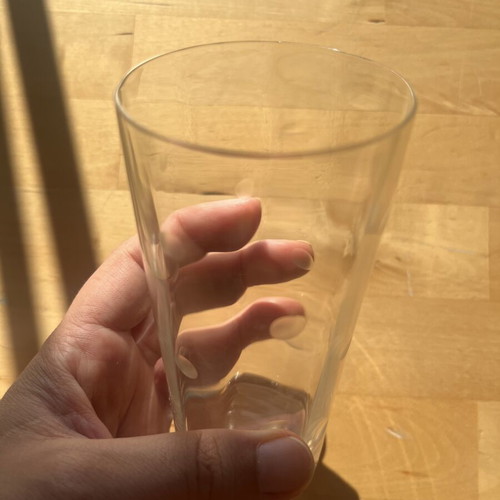 Glass with matte white dots, used, vintage