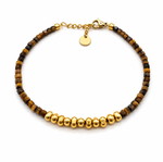 Tigereye bracelet with glass beads and stainless steel details