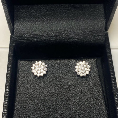 White gold 14k earrings with zirconia new, handmade
