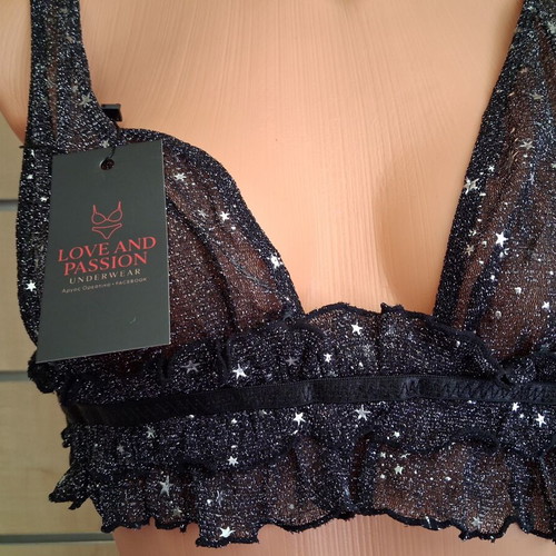 Women's lingerie set 2 pieces with built-in garters, new, black