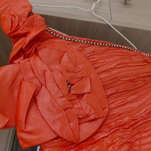 Official mini dress tight M coral with rhinestones