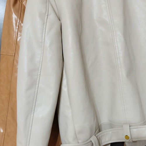Stradivarius women's cream faux leather jacket like new XXL