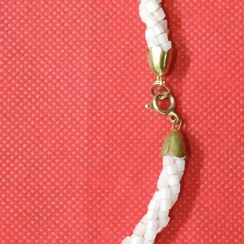 Summer Necklace with Stone Woven Beads like new