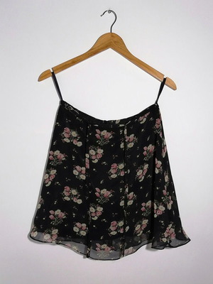Black skirt with flowers used, size 38
