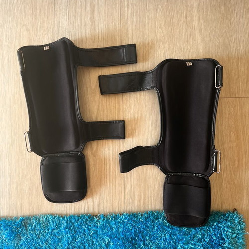 Twins Small Leather Shin Guards used with elbow pads and groin guard