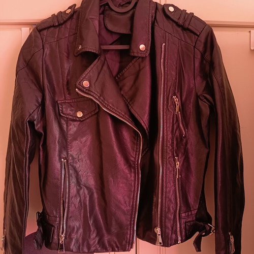 Leather jacket set Celestino small with leopard shirt and black cardigan like new