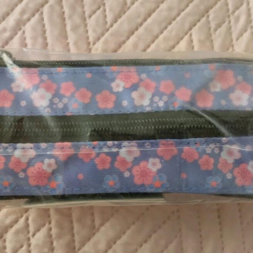 School pencil case new lilac with pink flowers