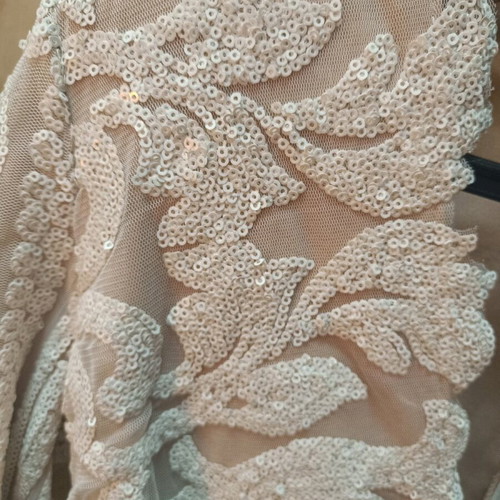 White dress with sequins short new, size XXS
