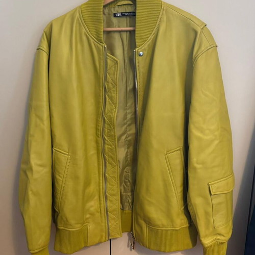 Zara leather jacket new, green
