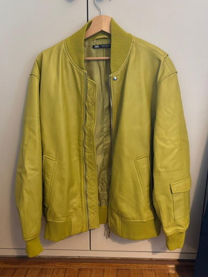 Zara leather jacket new, green
