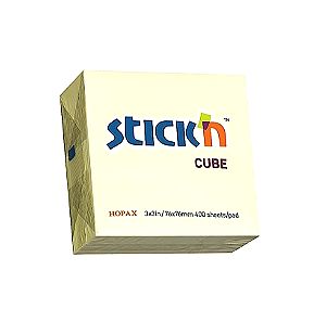3 πακέτα Κύβος σημειώσεων αυτοκόλλητα κίτρινα Stickn cube notes 76x76mm