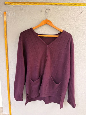H&W women's knitted cardigan used, deep purple color