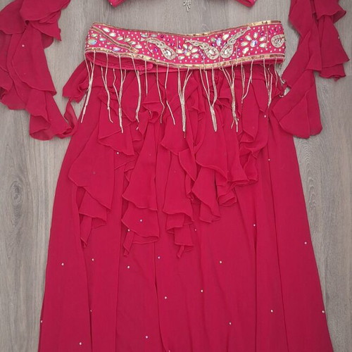 Custom-made pink oriental dance costume, size S/M