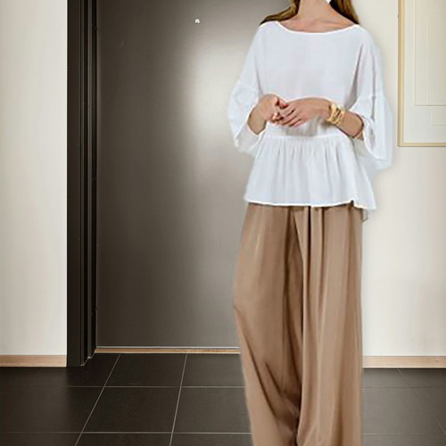 Moutaki white blouse with 3/4 sleeves, size M