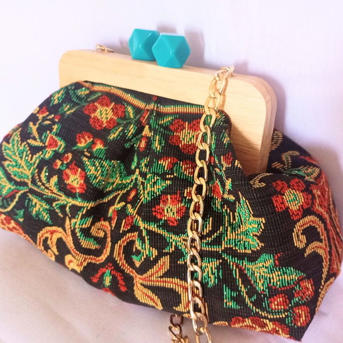 Large vintage woven shoulder bag, handmade