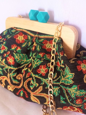 Large vintage woven shoulder bag, handmade