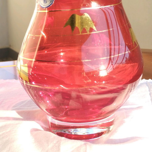 Bohemia Ruby Red vase new with 24K gold and handmade heirloom gift