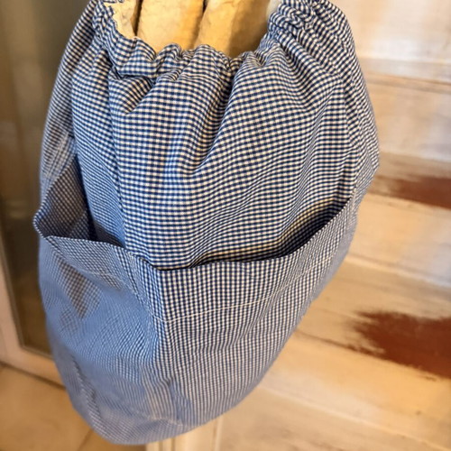 Vintage blue gingham drawstring backpack bag like new