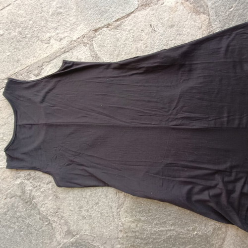 Black sleeveless dress like new with gold sun and moon print