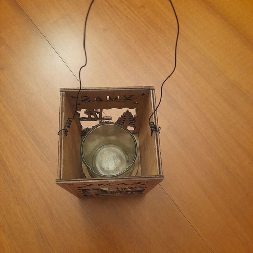 Christmas candle holder used, wooden