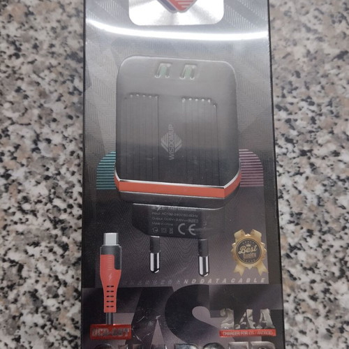 Φορτιστής κινητού με 2 θύρες USB-C και καλώδιο Type-C 2.4A καινούργιος