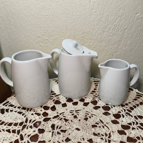 Set of 3 vintage Ionia Hellas porcelain milk jugs from 1970