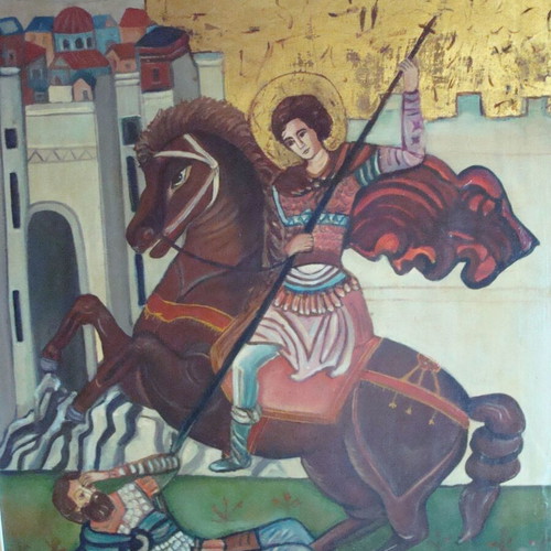 Saint Demetrios Icon with Frame like New 65x84 cm