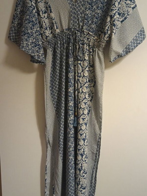 Women's summer dress long blue and white size L new