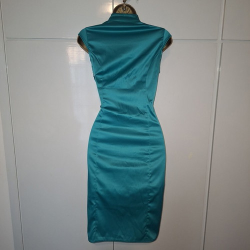 Jane Norman Oriental dress turquoise green size S 10 38