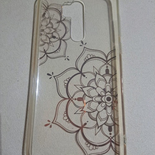 Transparent case for Redmi Note 8 Pro with pink-gold flowers like new