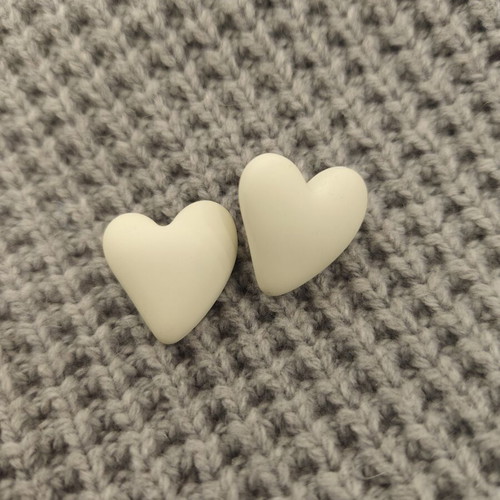 White Heart Earrings new