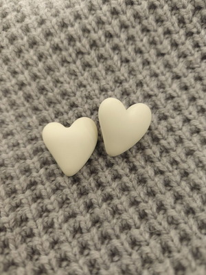 White Heart Earrings new