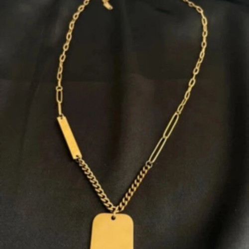 Plaque necklace stainless steel new gold-colored