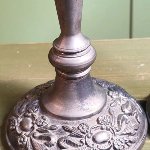 Vintage metal candlesticks set of 2 pieces 25cm like new