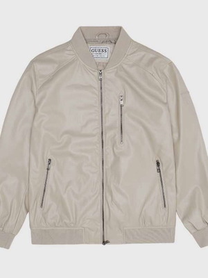 Guess Faux Leather Bomber Jacket new, men's size M, beige