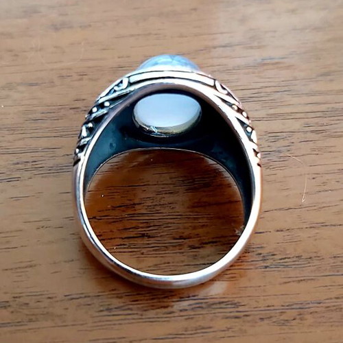 Silver 925 men's ring with natural agate, new, handmade