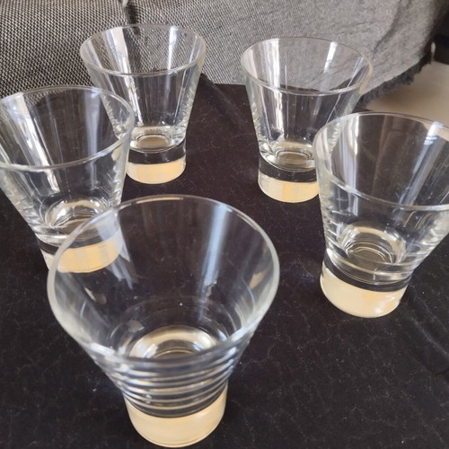Glass cups set of 5 like new for espresso freddo, whiskey, or wine