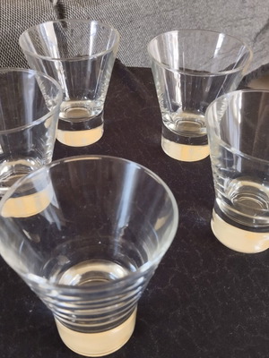 Glass cups set of 5 like new for espresso freddo, whiskey, or wine
