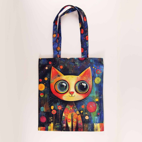 Tote Bag with Colorful Cat Print New
