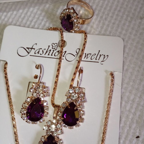 Fashion Set Princess new, 4 pieces, metal and synthetic crystal