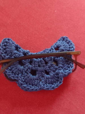 Glasses case handmade knitted blue electric